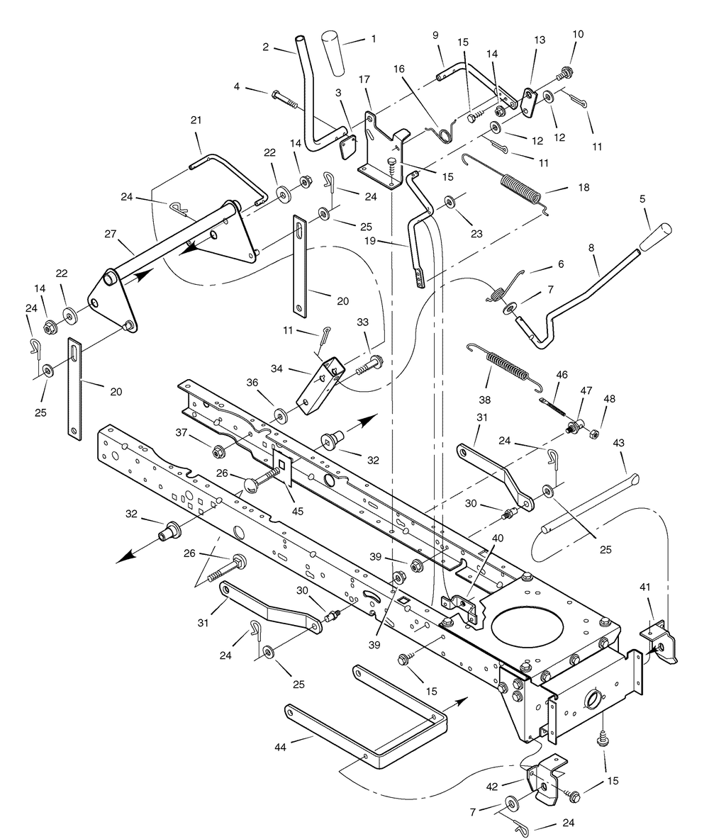 Mower Housing Suspension Diagram and Parts List for 7800494-465624X108A 2009 Briggs and Stratton Lawn Tractor
